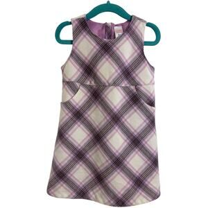 VTG Y2K Toddler Purple Flannel Plaid Jumper Dress Size 2T Pockets Old Navy